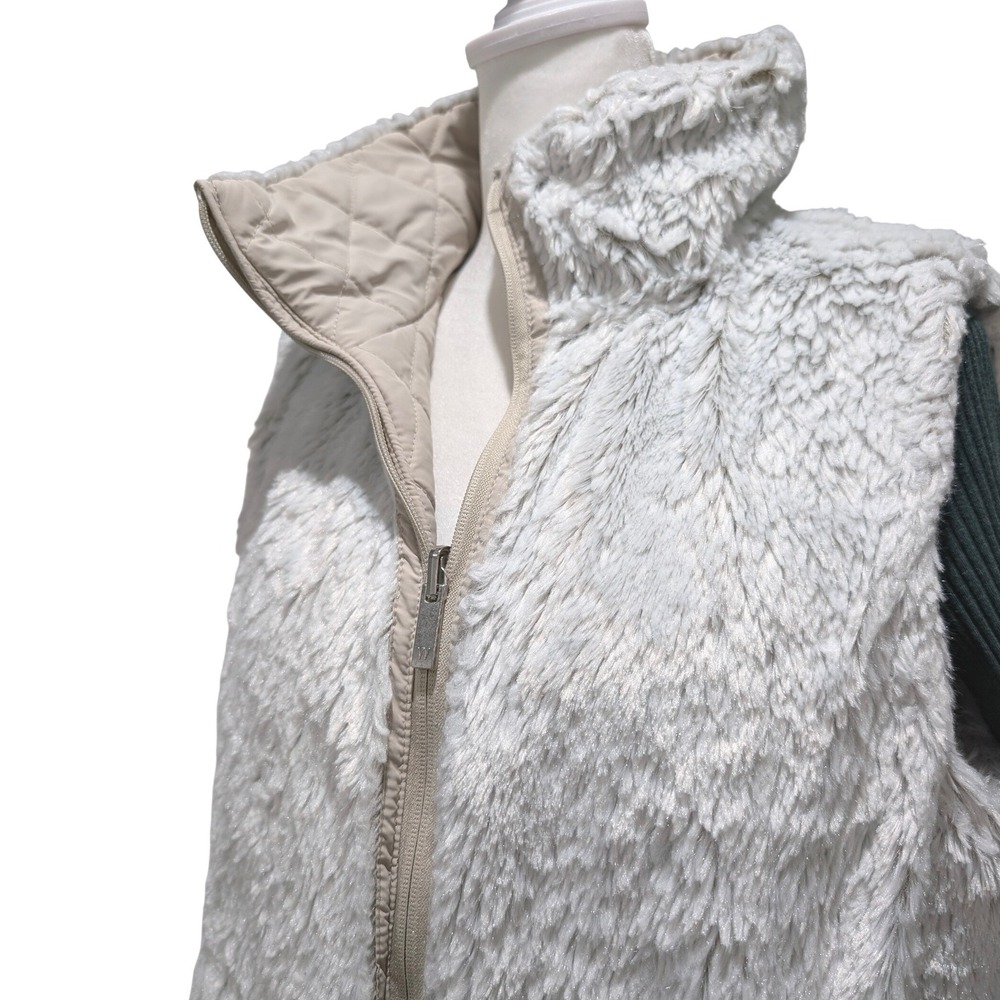 Weatherproof Womens Reversible Sherpa Quilted Vest‎ Size M Beige Tan Full Zip